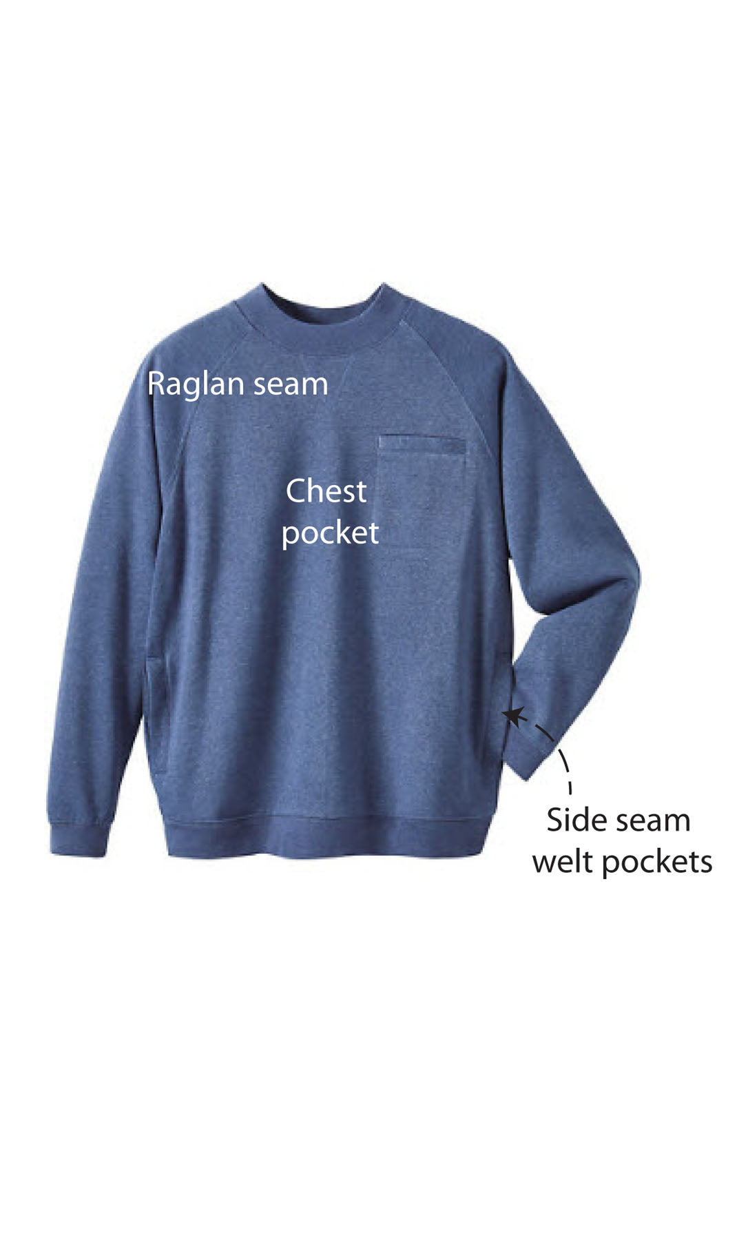 Men's 3-Pocket Fleece Sweatshirt with Raglan Seams - product view 14