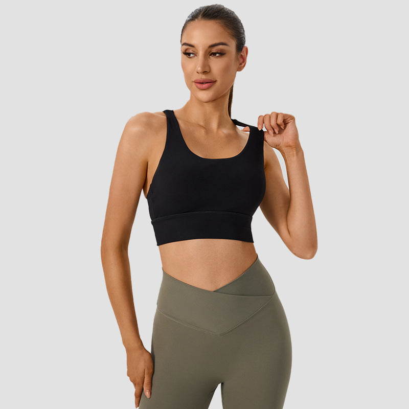 Women's Sports Bra - Cross-Back Seamless Top