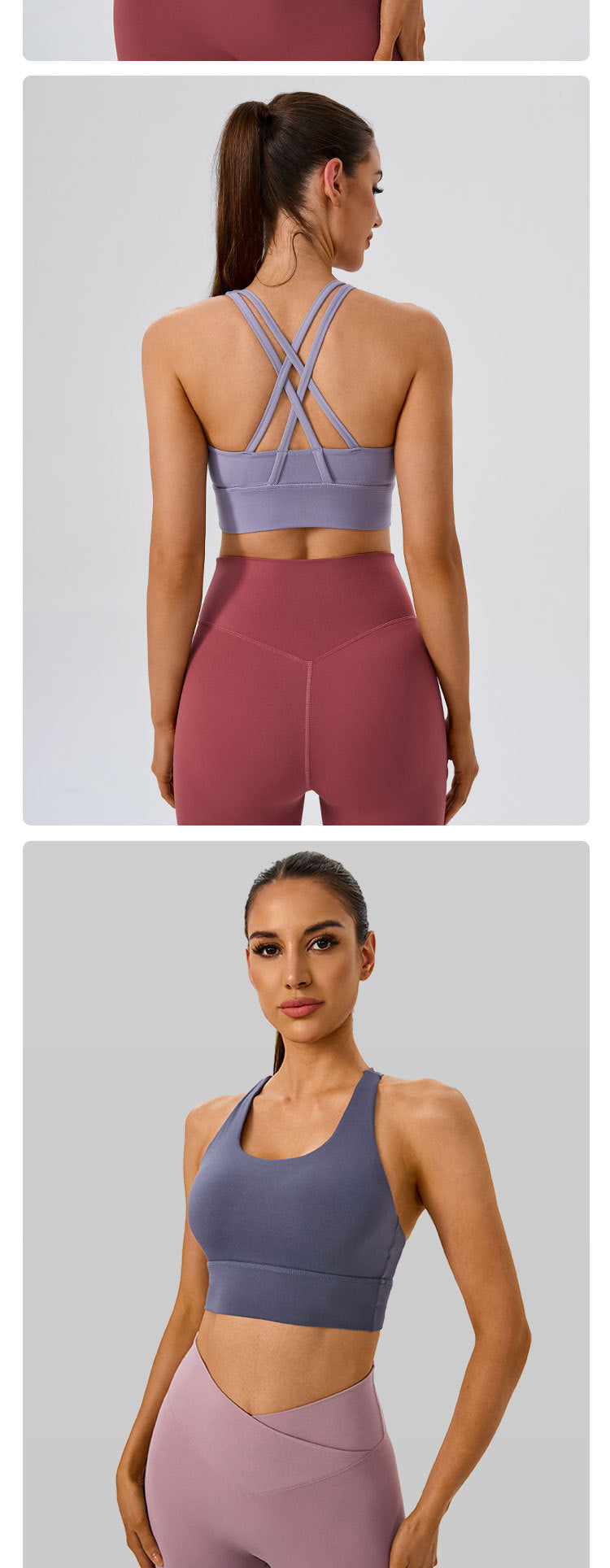 Women's Sports Bra - Cross-Back Seamless Top
