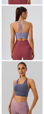 Women's Sports Bra - Cross-Back Seamless Top