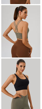 Women's Sports Bra - Cross-Back Seamless Top