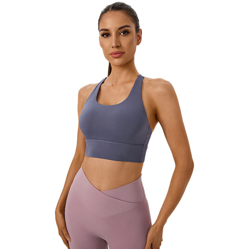 Women's Sports Bra - Cross-Back Seamless Top