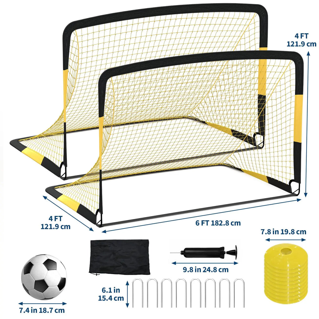 Soccer Goal Set - Two 6 × 4 ft Pop-Up Nets