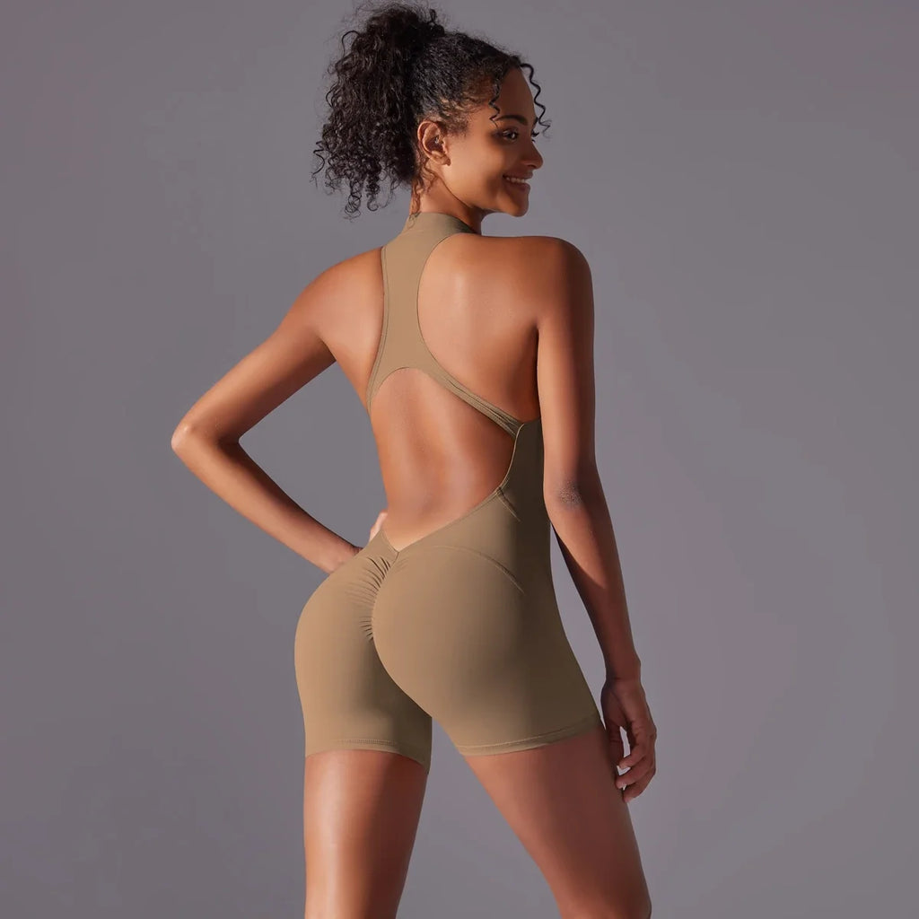 Women's Gym Jumpsuit – Backless Push – Up Style