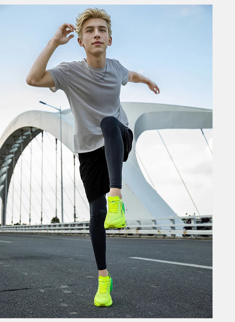 Men's Running Shoes - Air-Mesh Lace-Up Pair