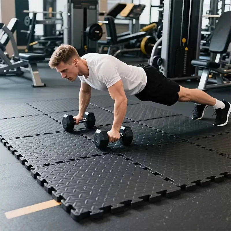 Gym Floor Tiles - 16-Piece Interlocking Set