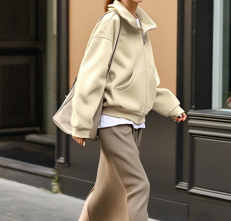 Women's Zip Hoodie - Loose Polyester Layer