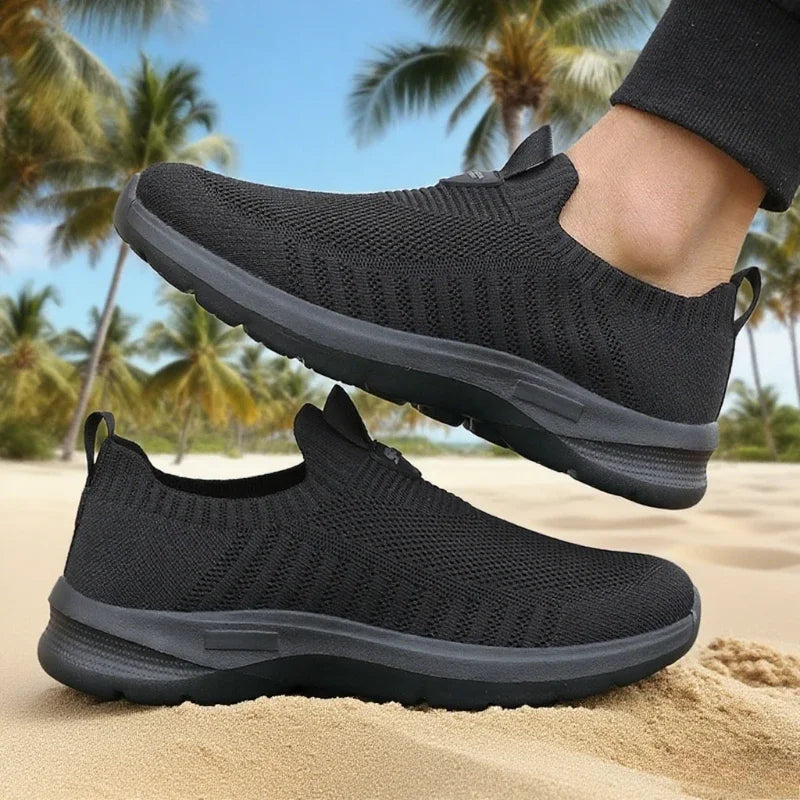 Men's Walking Shoes - Slip-On Mesh Sneakers