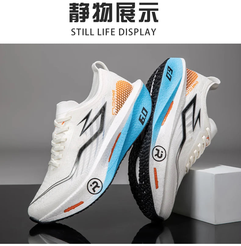 Men's Running Shoes - Air-Mesh Lace-Up Pair