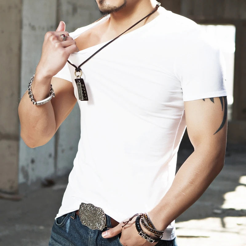 Men's Training T-Shirt - V-Neck Short-Sleeve Top