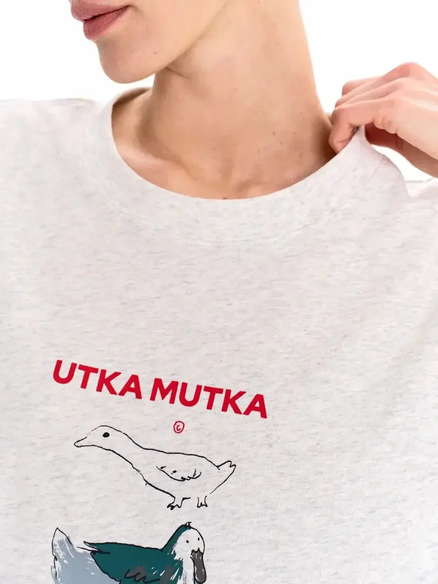Duck Print Oversized Cotton T-Shirt – Loose Fit - product view 19