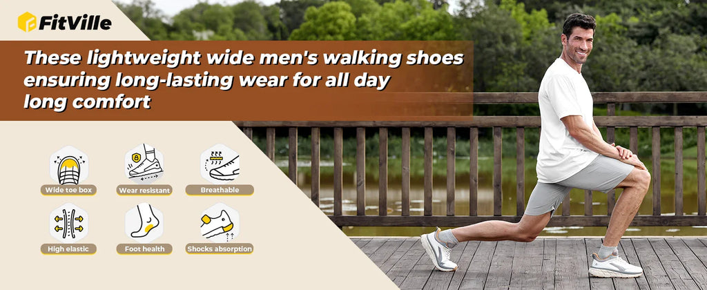 Men's Walking Shoes - Wide Toe-Box Mesh Sneakers