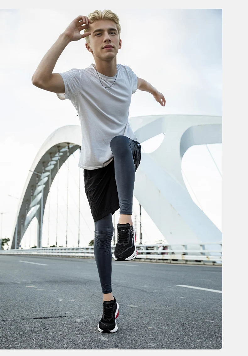 Men's Running Shoes - Air-Mesh Lace-Up Pair