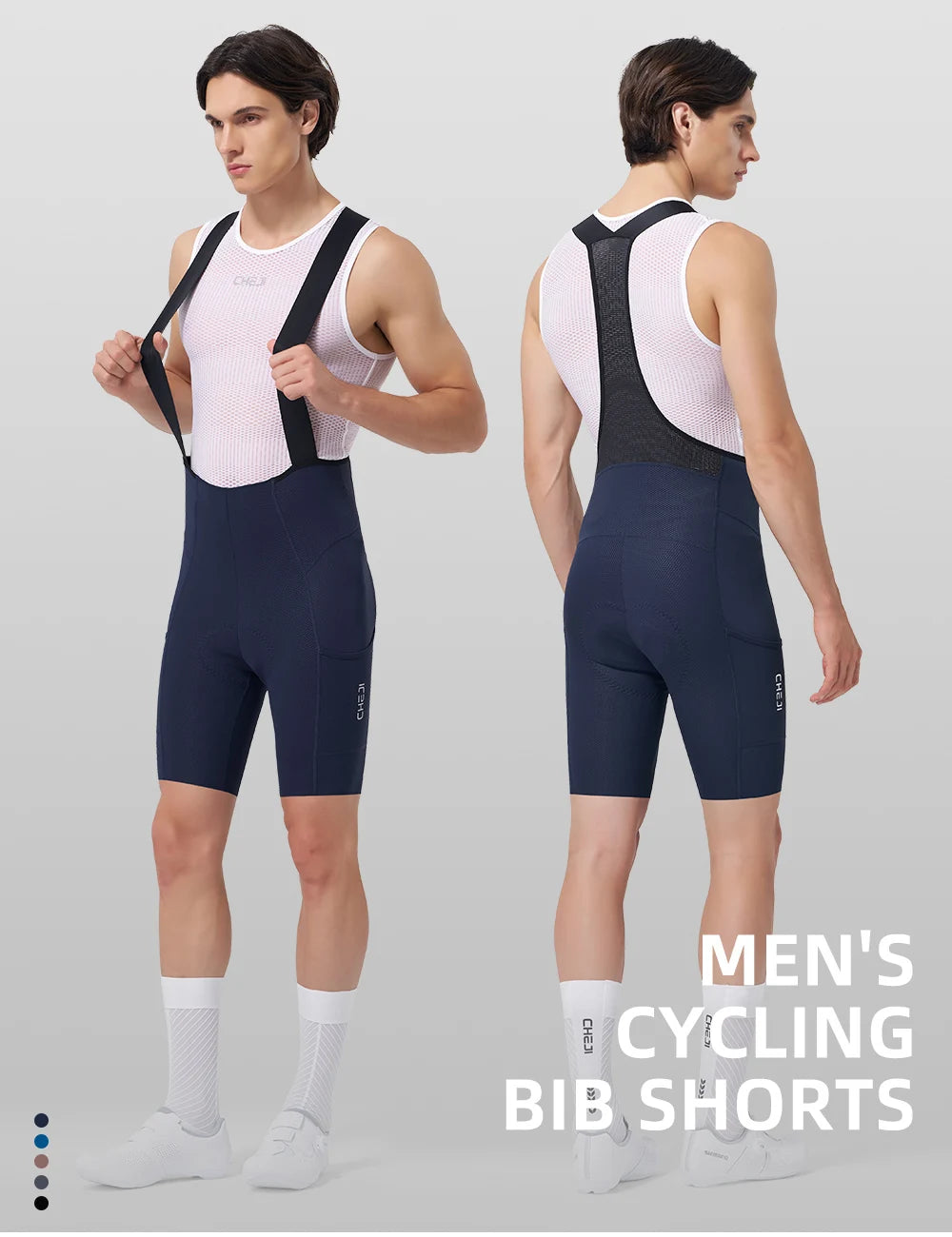 Men's Cycling Bib Shorts - Nylon Stretch Riding Shorts