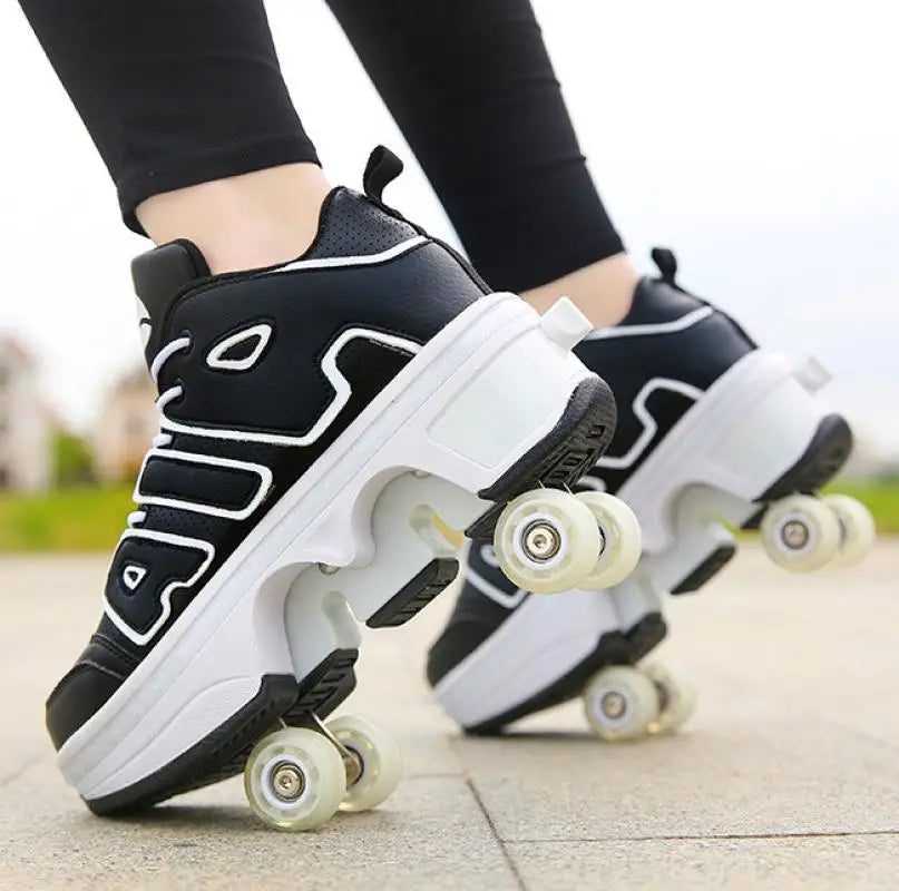 Women's Roller Skate Shoes - Four-Wheel Lace-Up Pair