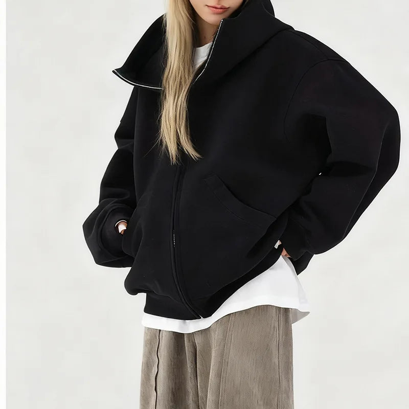 Women's Zip Hoodie - Loose Polyester Layer
