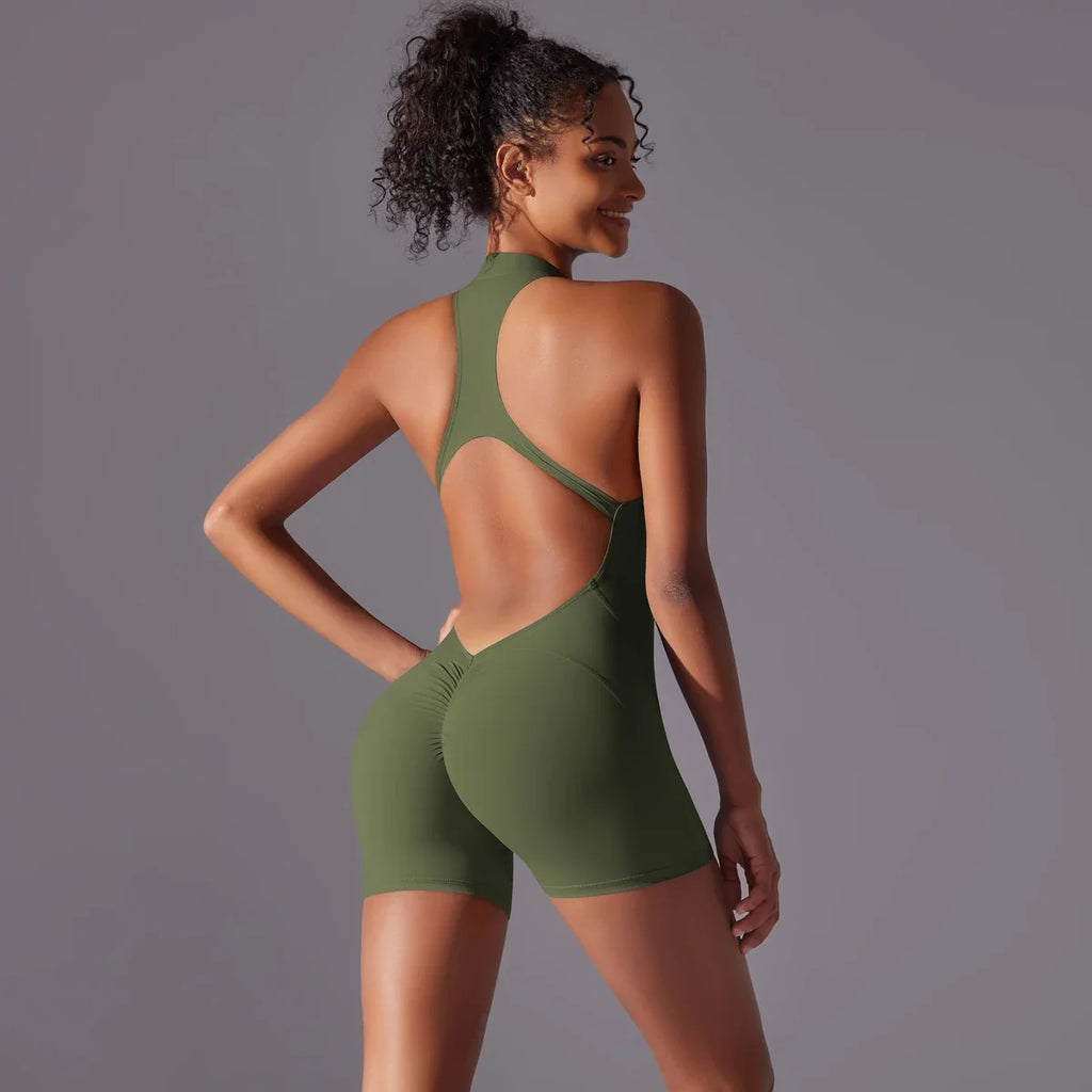 Women's Gym Jumpsuit – Backless Push – Up Style