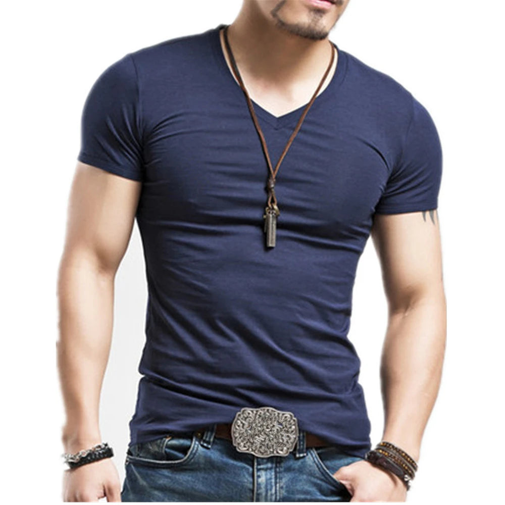 Men's Training T-Shirt - V-Neck Short-Sleeve Top