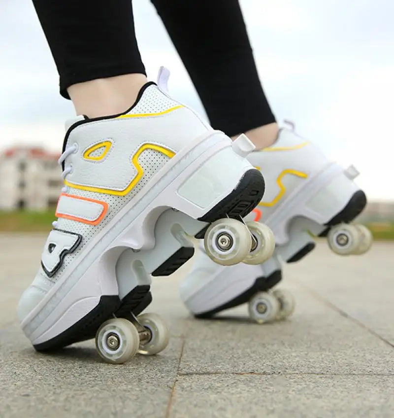 Women's Roller Skate Shoes - Four-Wheel Lace-Up Pair