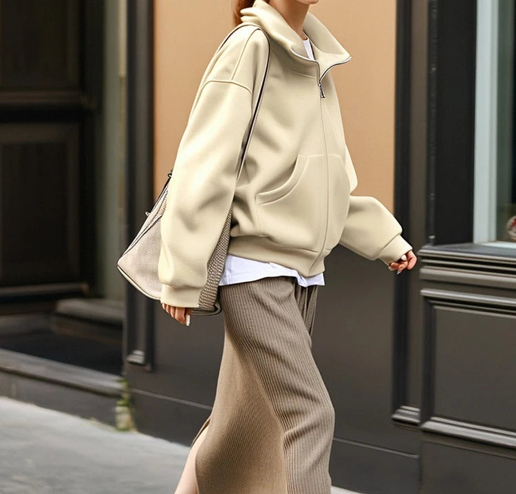 Women's Zip Hoodie - Loose Polyester Layer