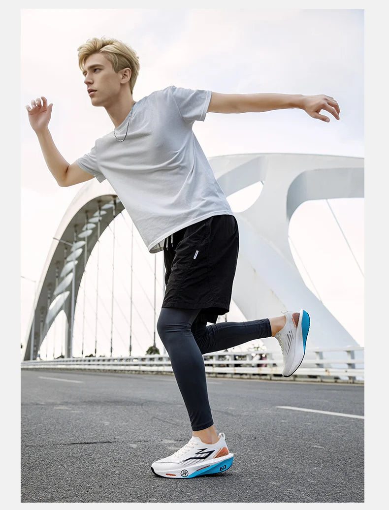 Men's Running Shoes - Air-Mesh Lace-Up Pair