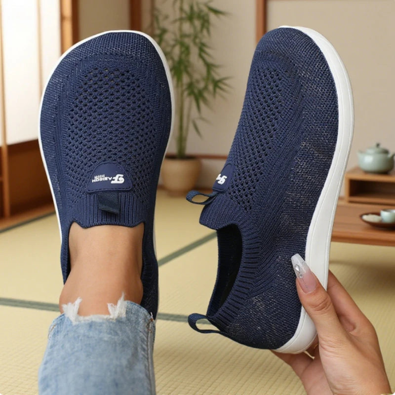 Women's Walking Shoes - Air-Mesh Lace-Up Pair