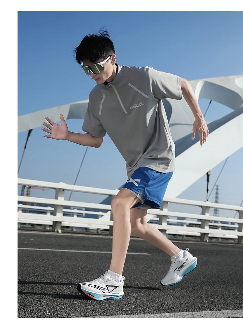 Men's Running Shoes - Air-Mesh Lace-Up Pair
