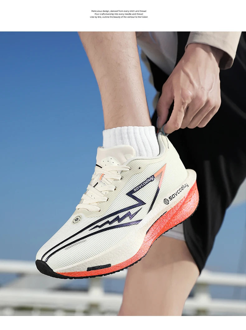 Men's Running Shoes - Air-Mesh Lace-Up Pair
