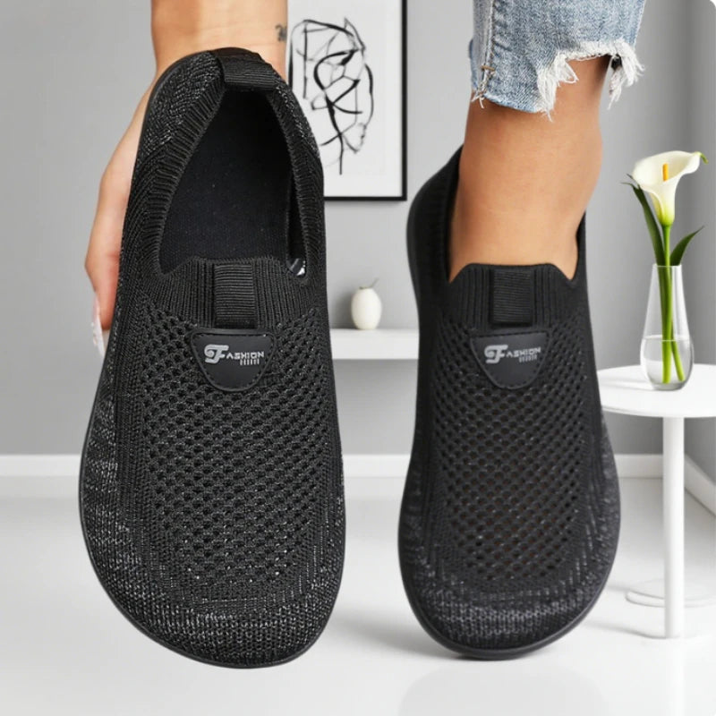 Women's Walking Shoes - Air-Mesh Lace-Up Pair