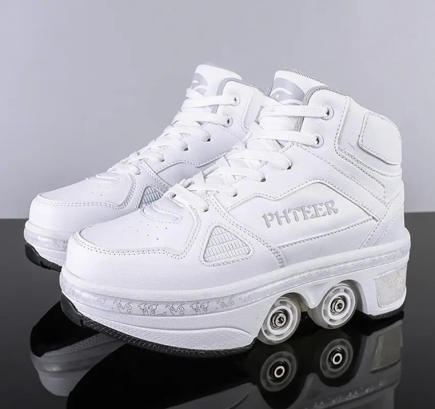 Women's Roller Skate Shoes - Four-Wheel Lace-Up Pair