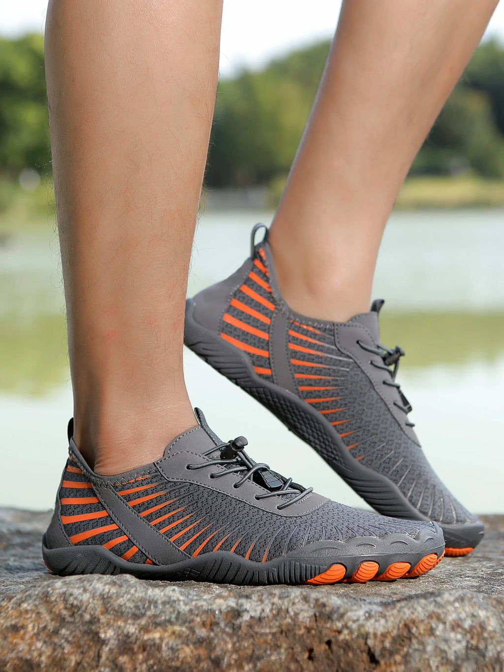 Men's Water Shoes - Mesh Lace-Up Aqua Shoes