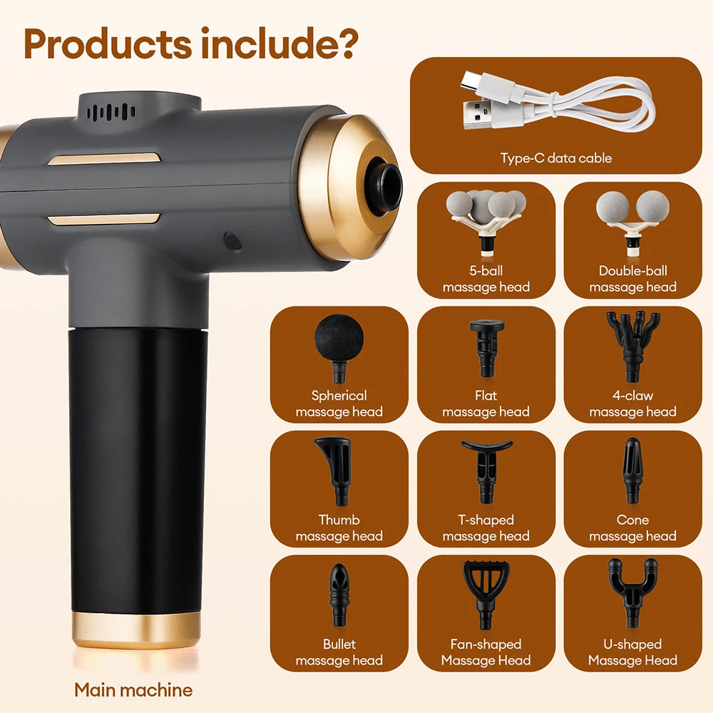 Massage Gun - 11-Head Percussion Device