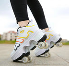 Women's Roller Skate Shoes - Four-Wheel Lace-Up Pair