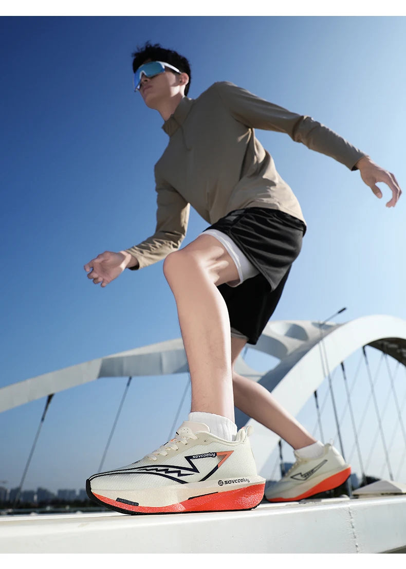 Men's Running Shoes - Air-Mesh Lace-Up Pair