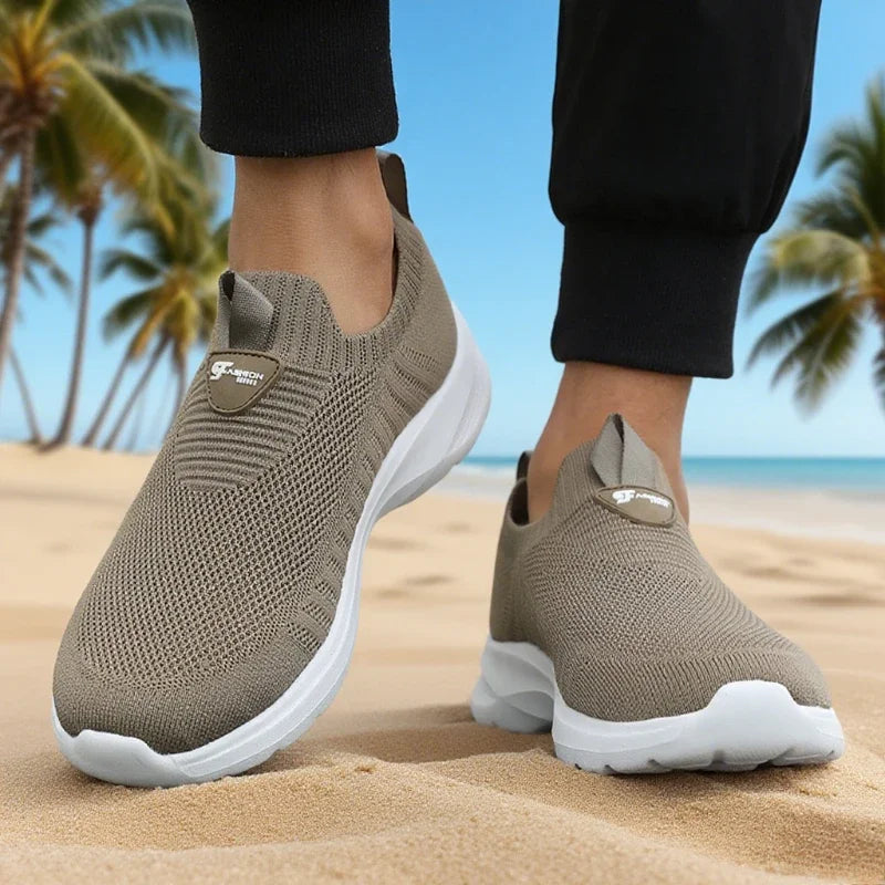 Men's Walking Shoes - Slip-On Mesh Sneakers