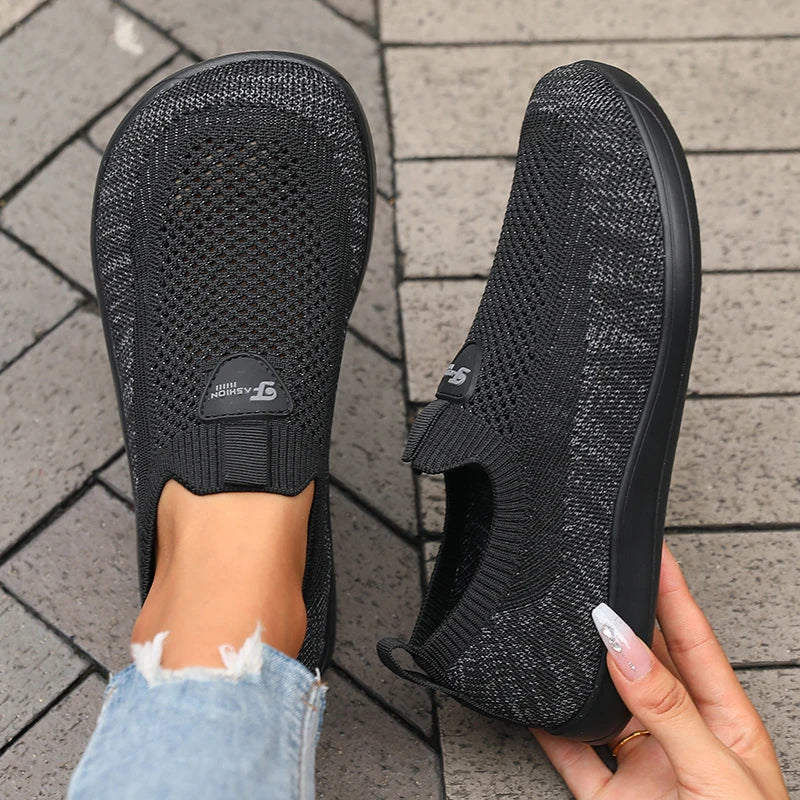 Women's Walking Shoes - Wide-Toe Slip-On Pair