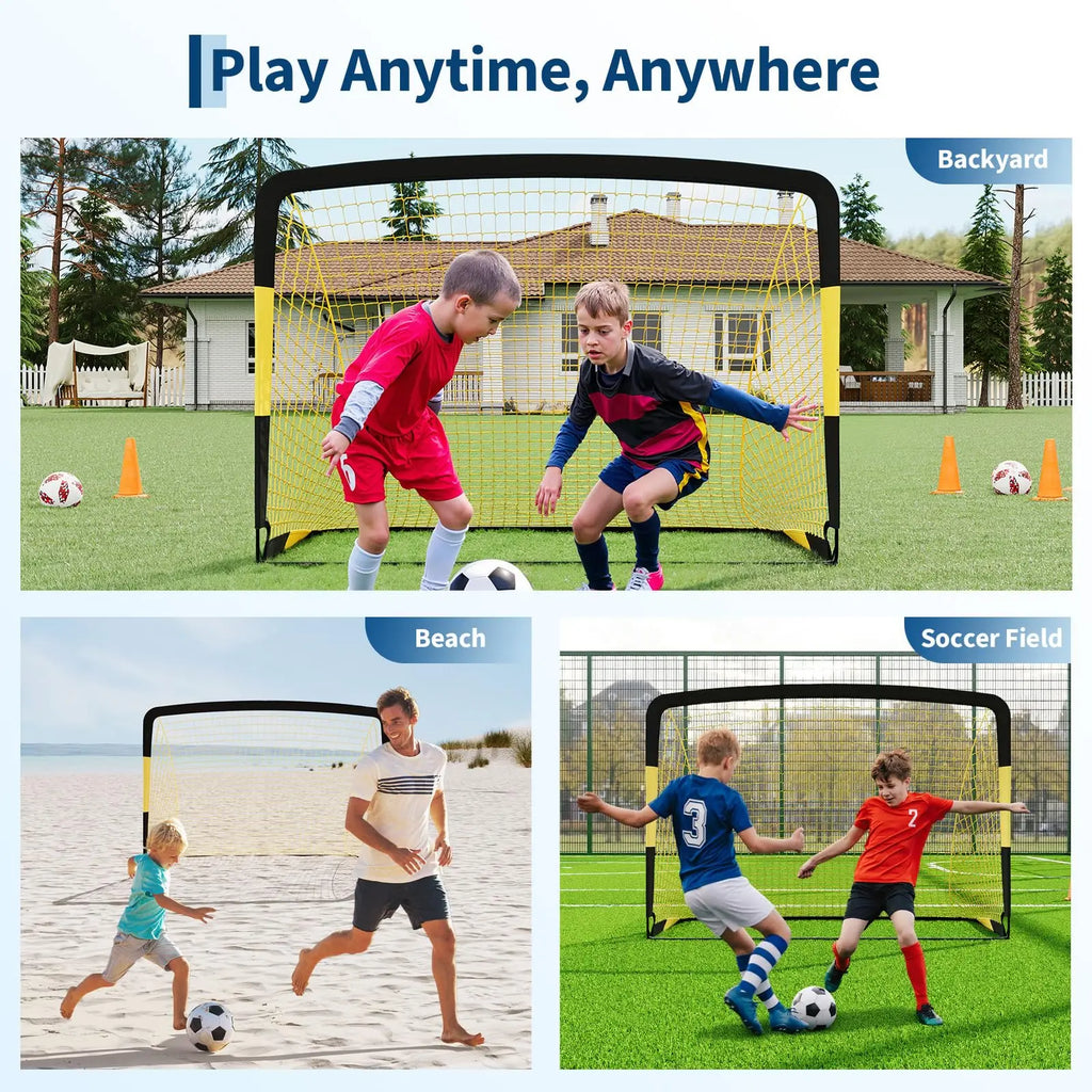 Soccer Goal Set - Two 6 × 4 ft Pop-Up Nets