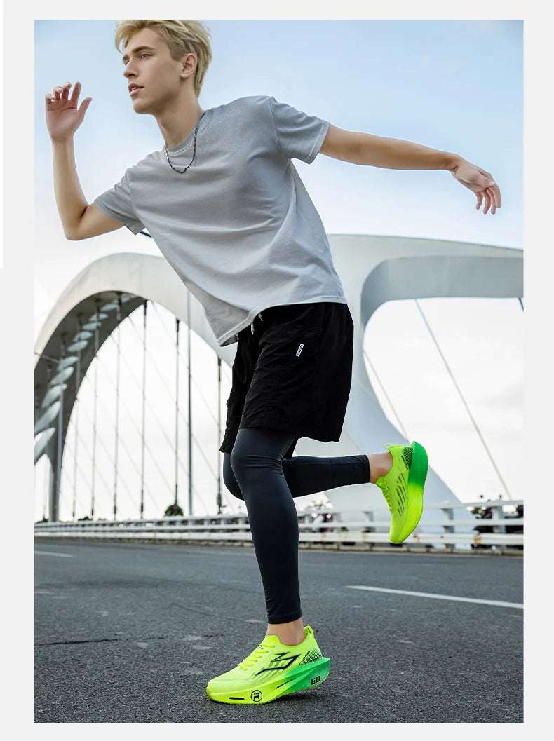 Men's Running Shoes - Air-Mesh Lace-Up Pair