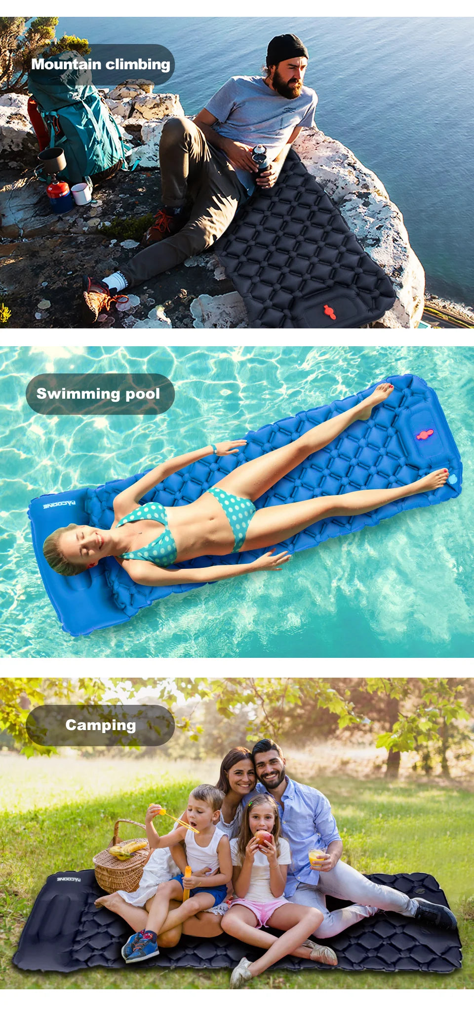 Camping Sleeping Pad - Inflatable TPU Nylon Mat