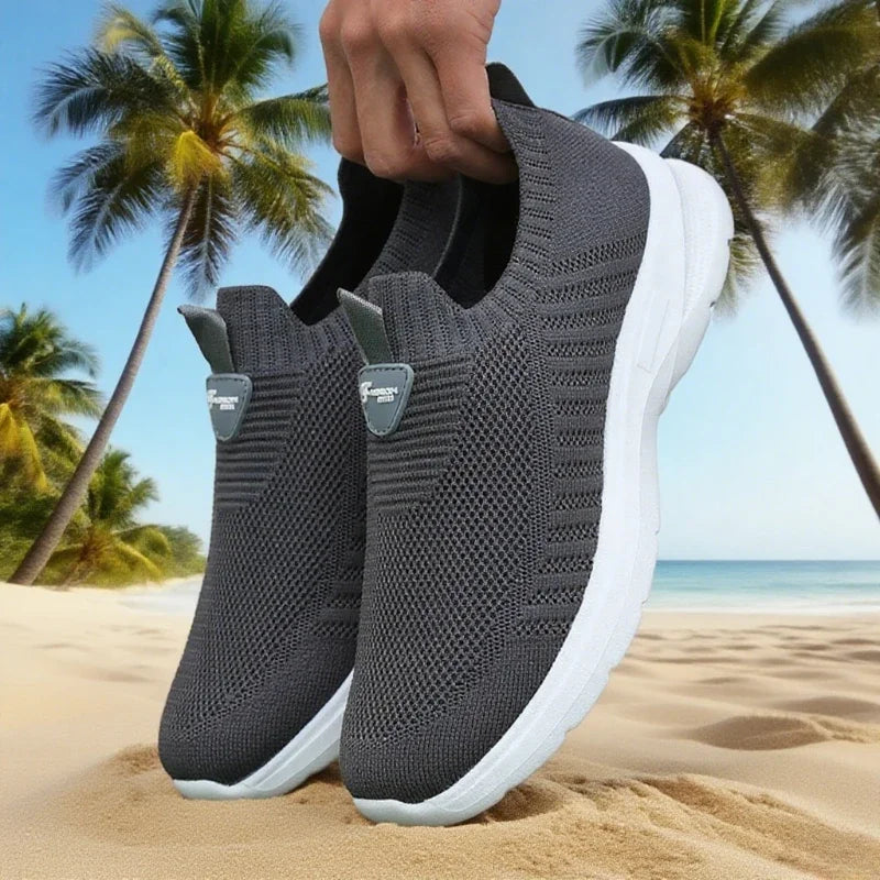 Men's Walking Shoes - Slip-On Mesh Sneakers