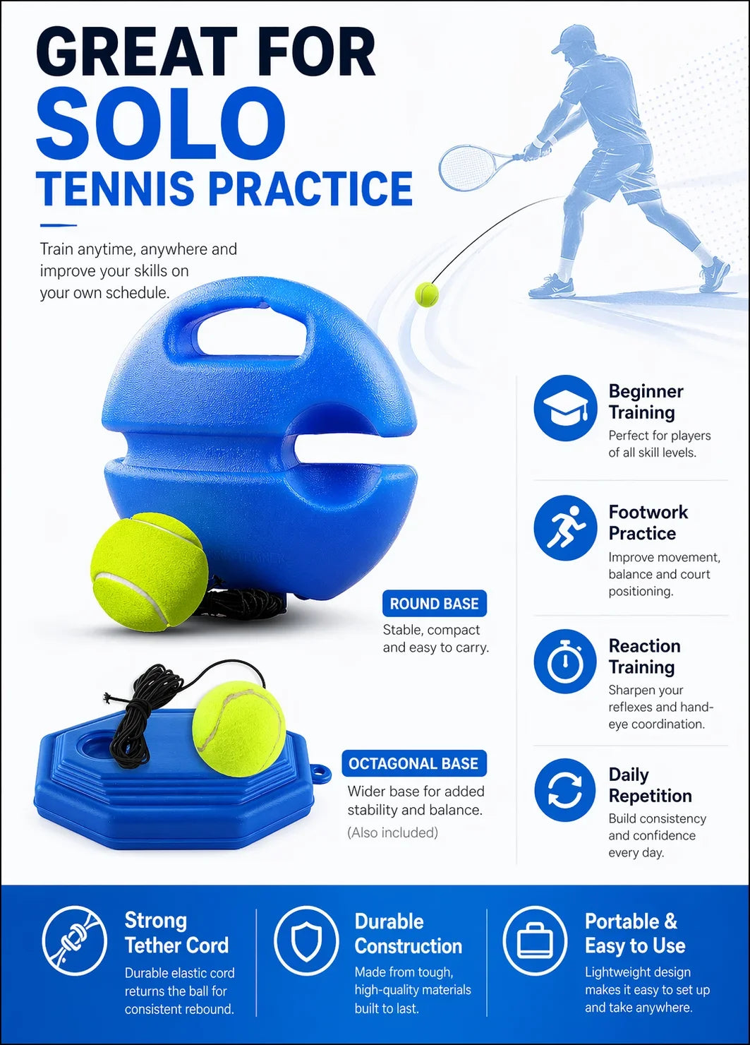 Tennis Trainer - Rebound Ball Practice Set