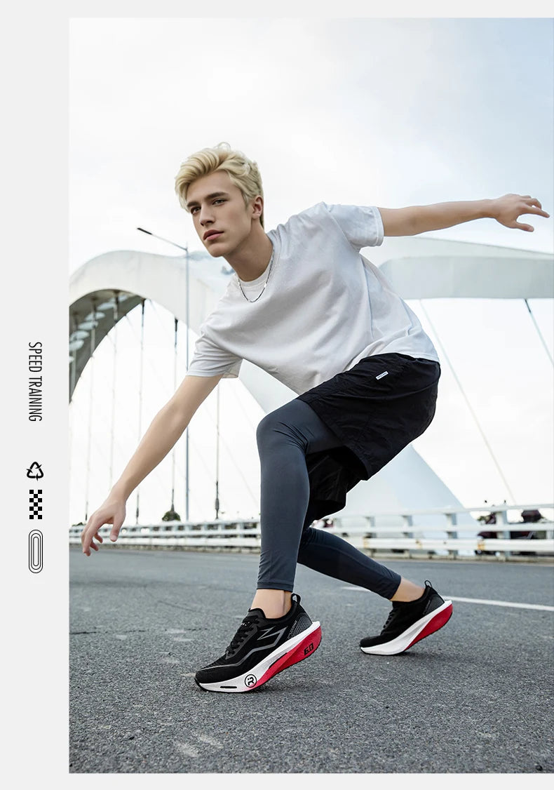 Men's Running Shoes - Air-Mesh Lace-Up Pair