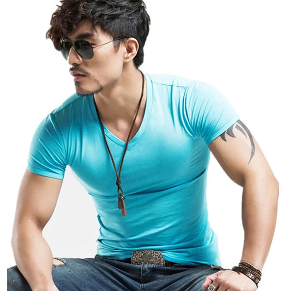 Men's Training T-Shirt - V-Neck Short-Sleeve Top