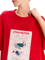Duck Print Oversized Cotton T-Shirt – Loose Fit - product view 14