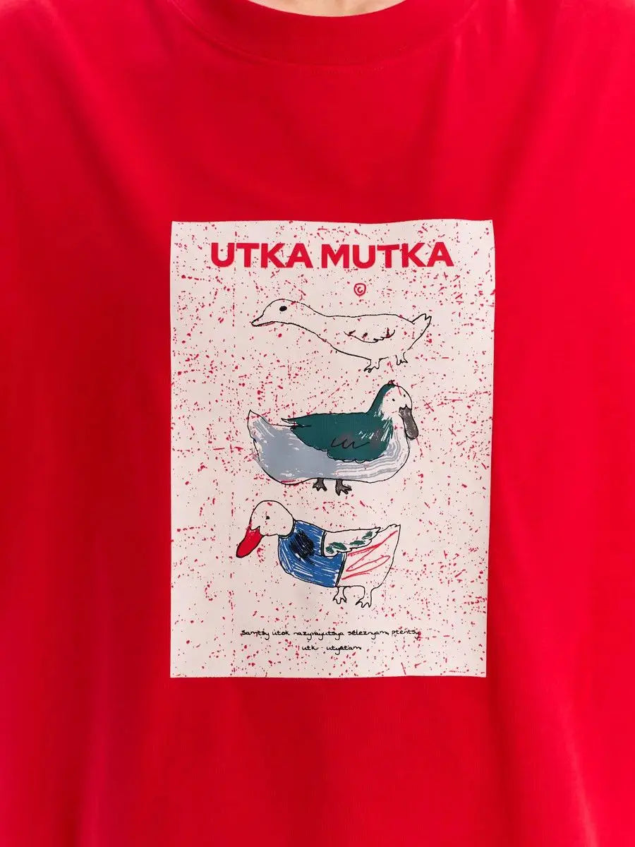 Duck Print Oversized Cotton T-Shirt – Loose Fit - product view 20