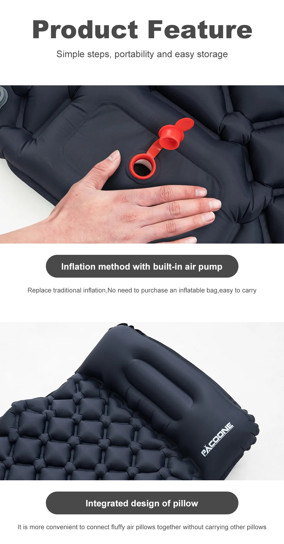 Camping Sleeping Pad - Inflatable TPU Nylon Mat