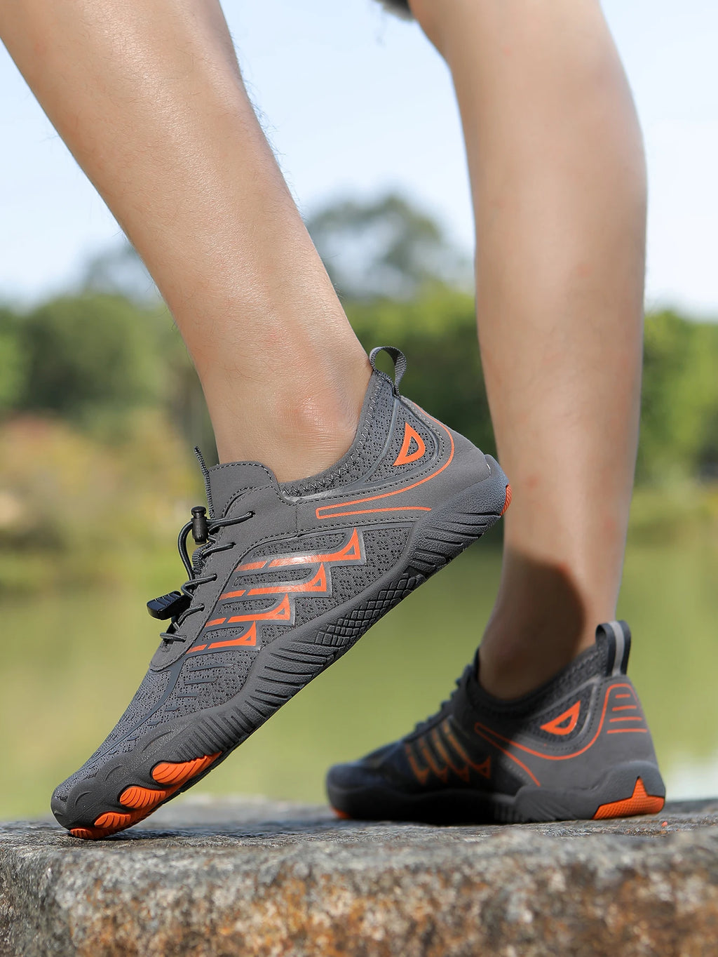 Men's Water Shoes - Mesh Lace-Up Aqua Shoes