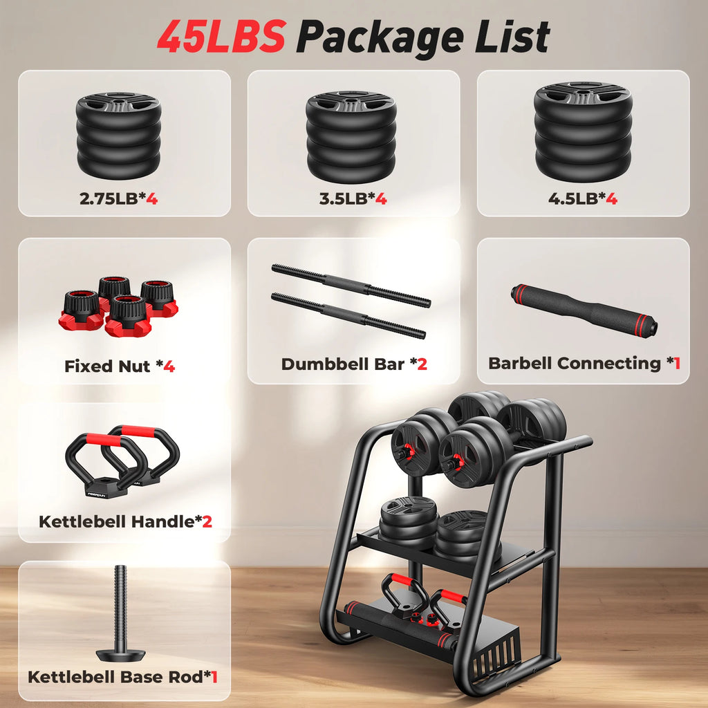 Adjustable Weight Set - 5-in-1 Free Weight System