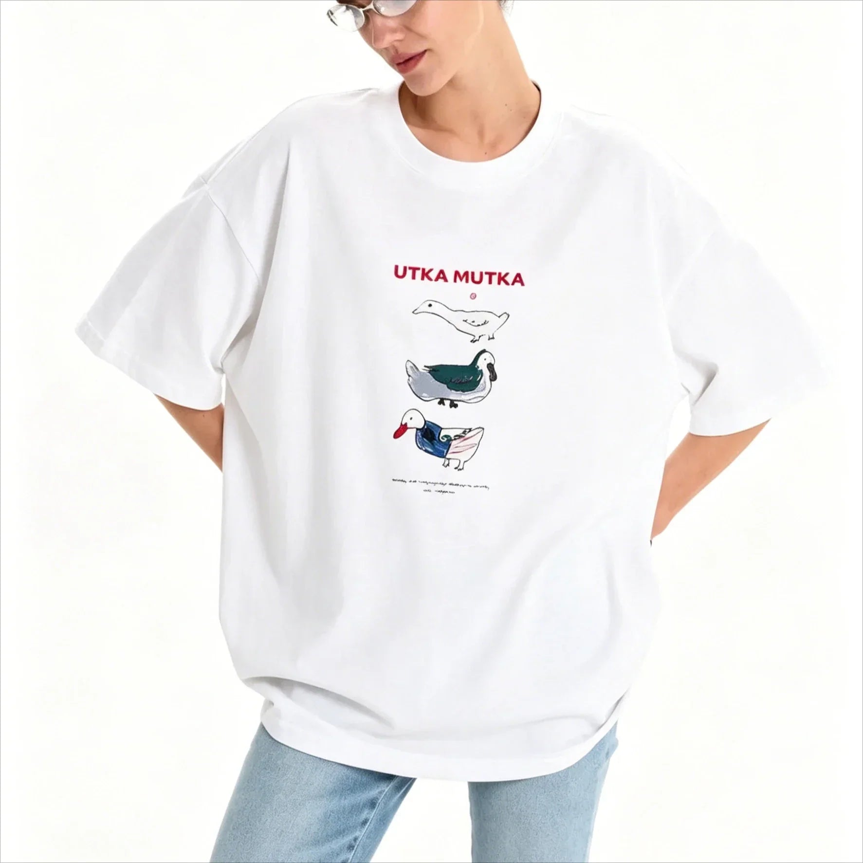 Duck Print Oversized Cotton T-Shirt – Loose Fit - product view 6