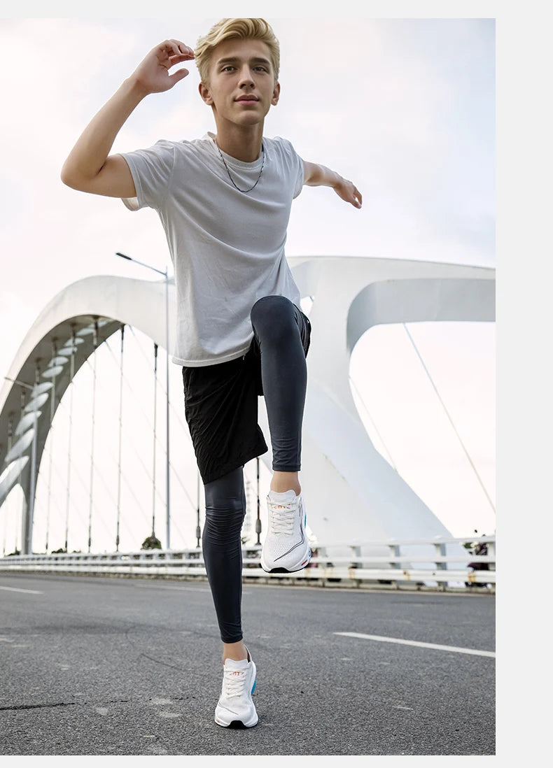 Men's Running Shoes - Air-Mesh Lace-Up Pair